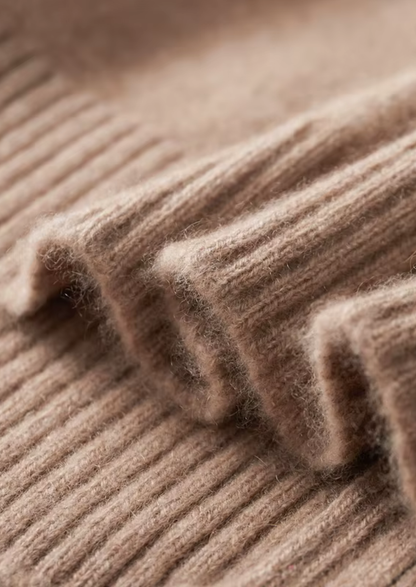 Pure Cashmere Beige Funnel Neck Cardigan | Portovelli