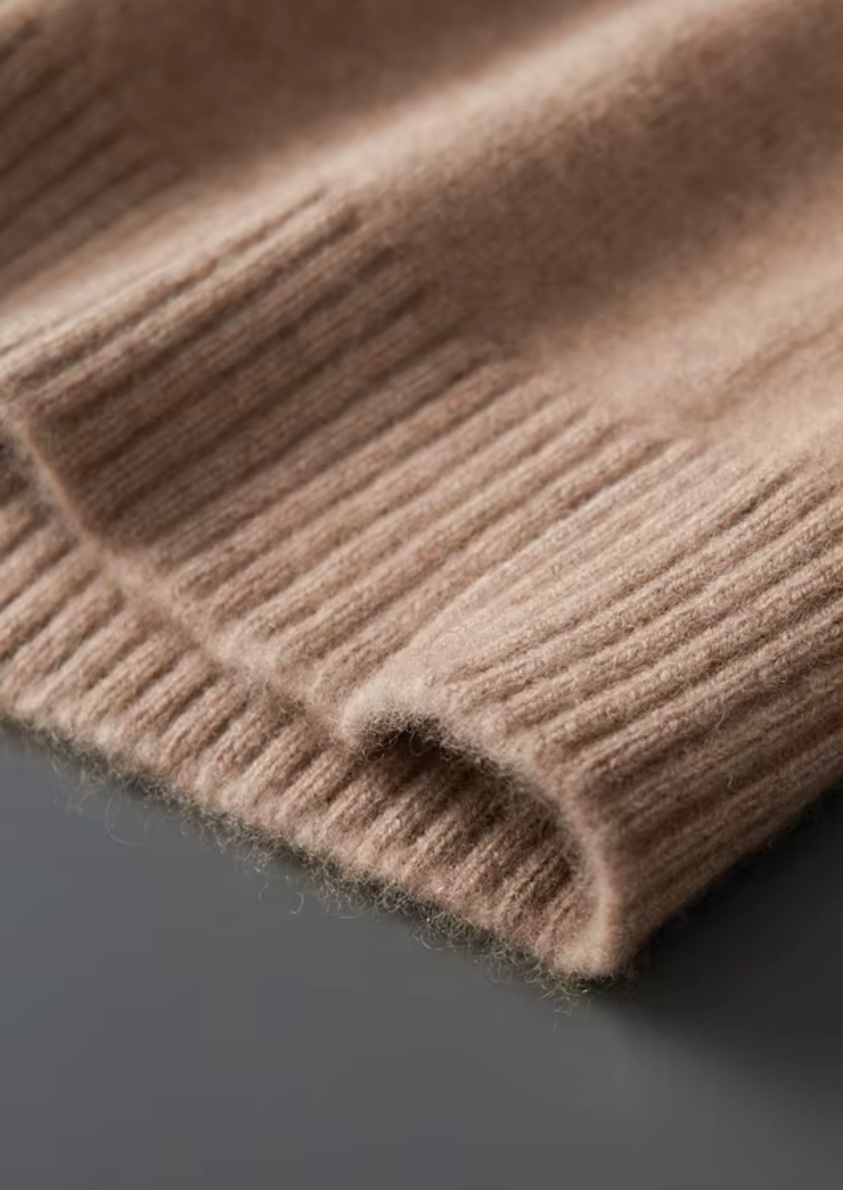Pure Cashmere Beige Funnel Neck Cardigan | Portovelli