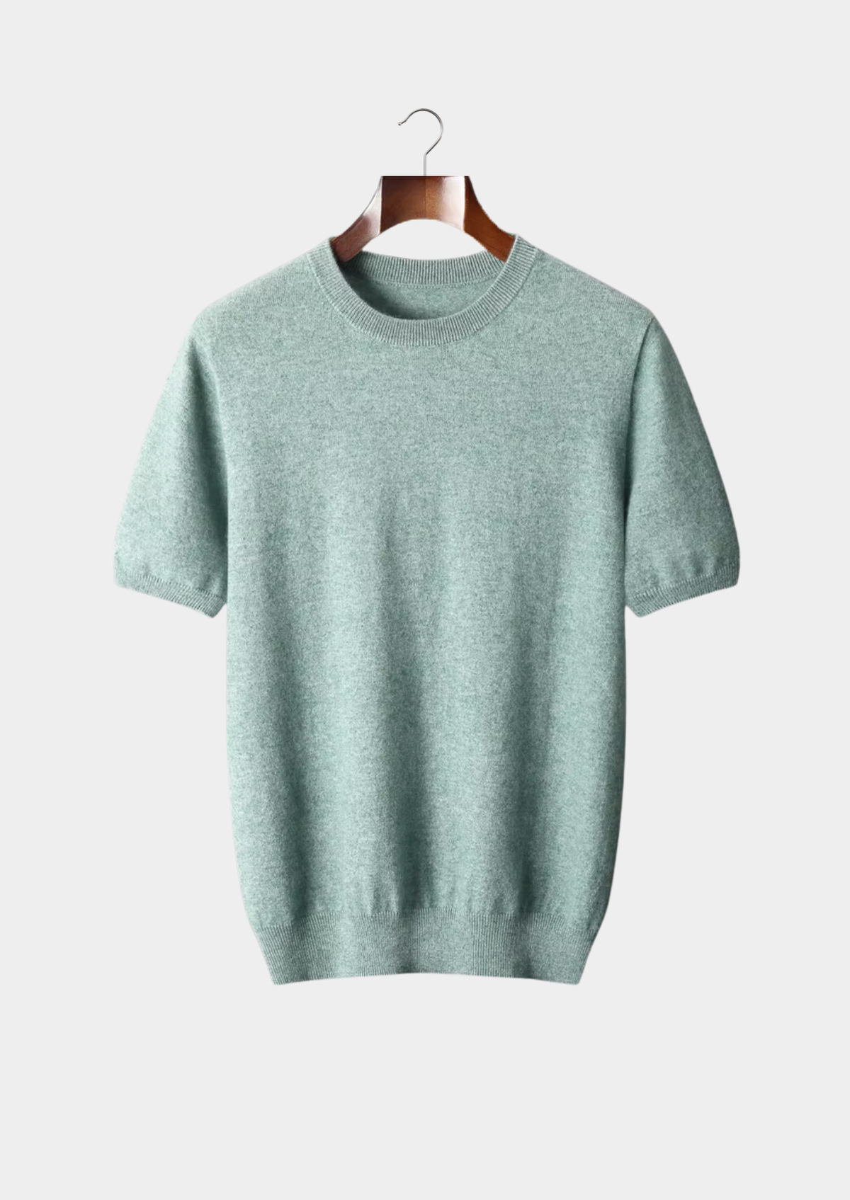 Premium Cashmere Classic Crewneck T-Shirt - Verdant Slate | Portovelli