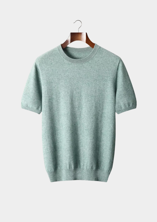 Premium Cashmere Classic Crewneck T-Shirt - Verdant Slate | Portovelli