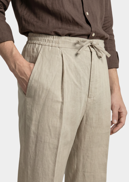 Drawstring Coastal Trousers - Sand | Portovelli