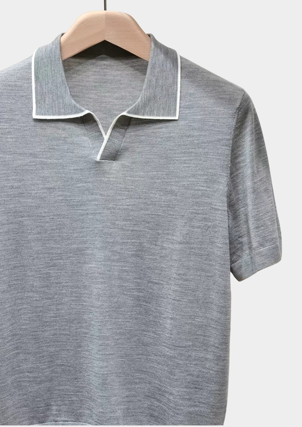 Ellis Light Gray Lightweight Polo Shirt | Portovelli
