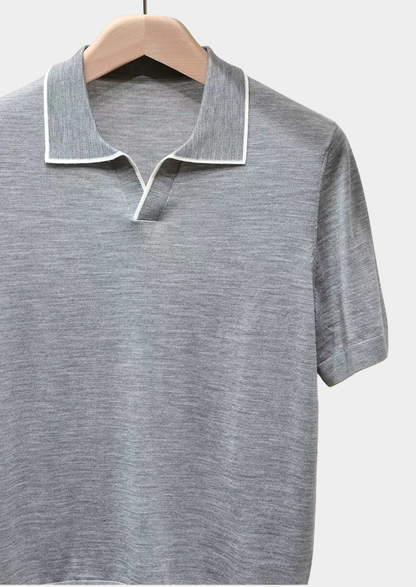 Ellis Light Gray Lightweight Polo Shirt | Portovelli