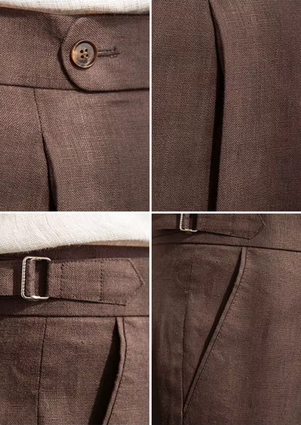 Tuscany Pleated Coastal Trousers - Dark Brown | Portovelli
