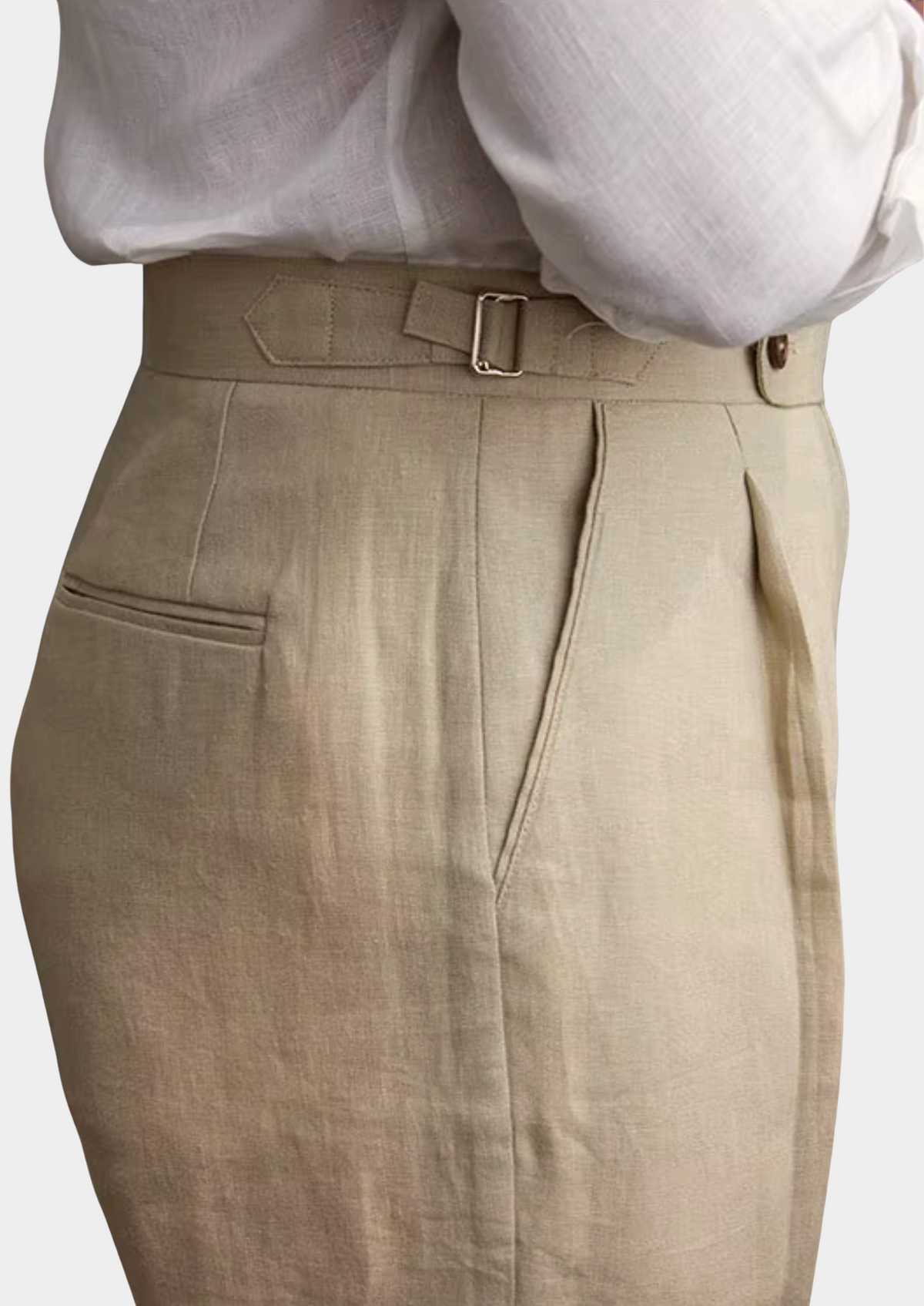 Tuscany Pleated Coastal Trousers - Sand | Portovelli
