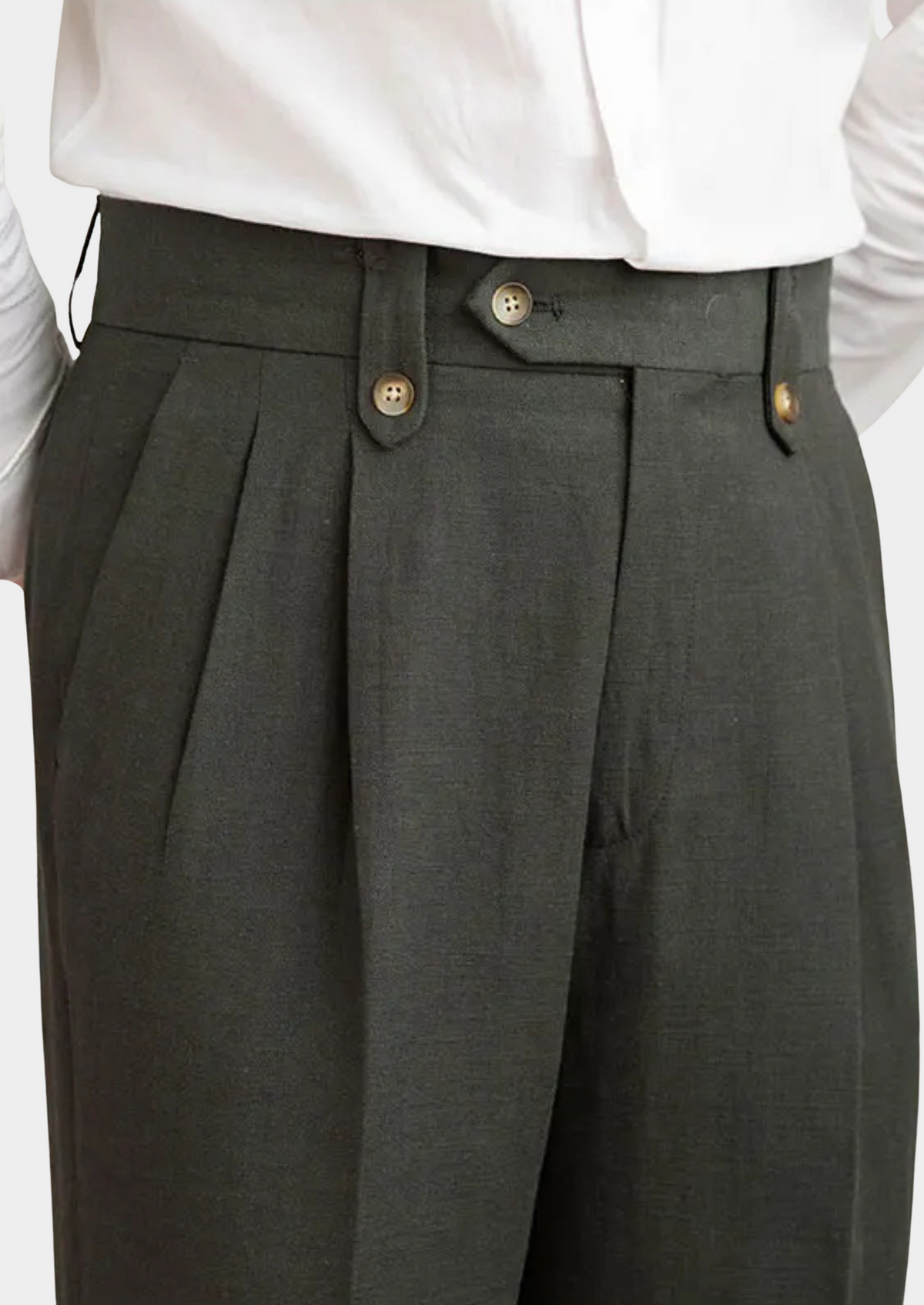 Cagliari Pleated Coastal Trousers - Olive | Portovelli