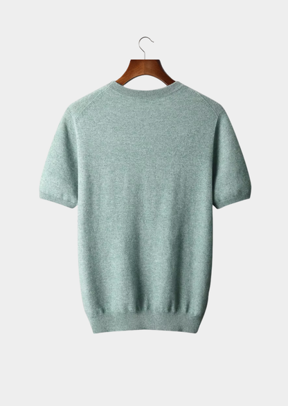 Premium Cashmere Classic Crewneck T-Shirt - Verdant Slate | Portovelli