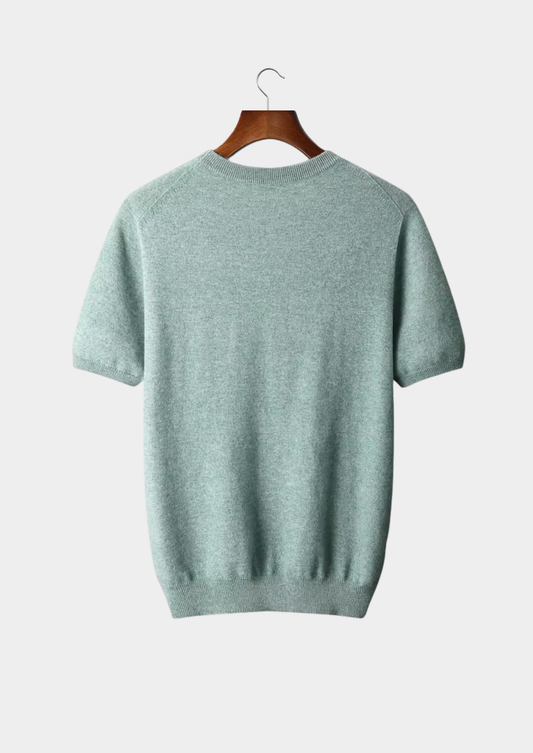 Premium Cashmere Classic Crewneck T-Shirt - Verdant Slate | Portovelli