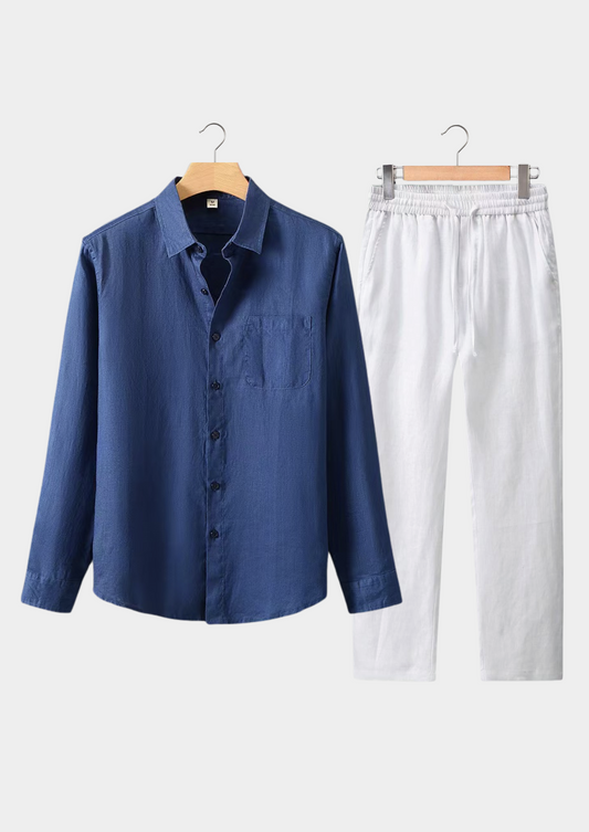 Dolcevita Longsleeve Summer Set - Navy Blue/white | Portovelli