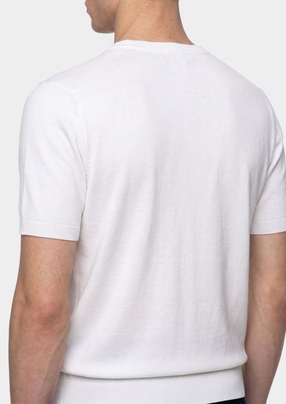 Essential White Knitted Crewneck T-Shirt | Portovelli