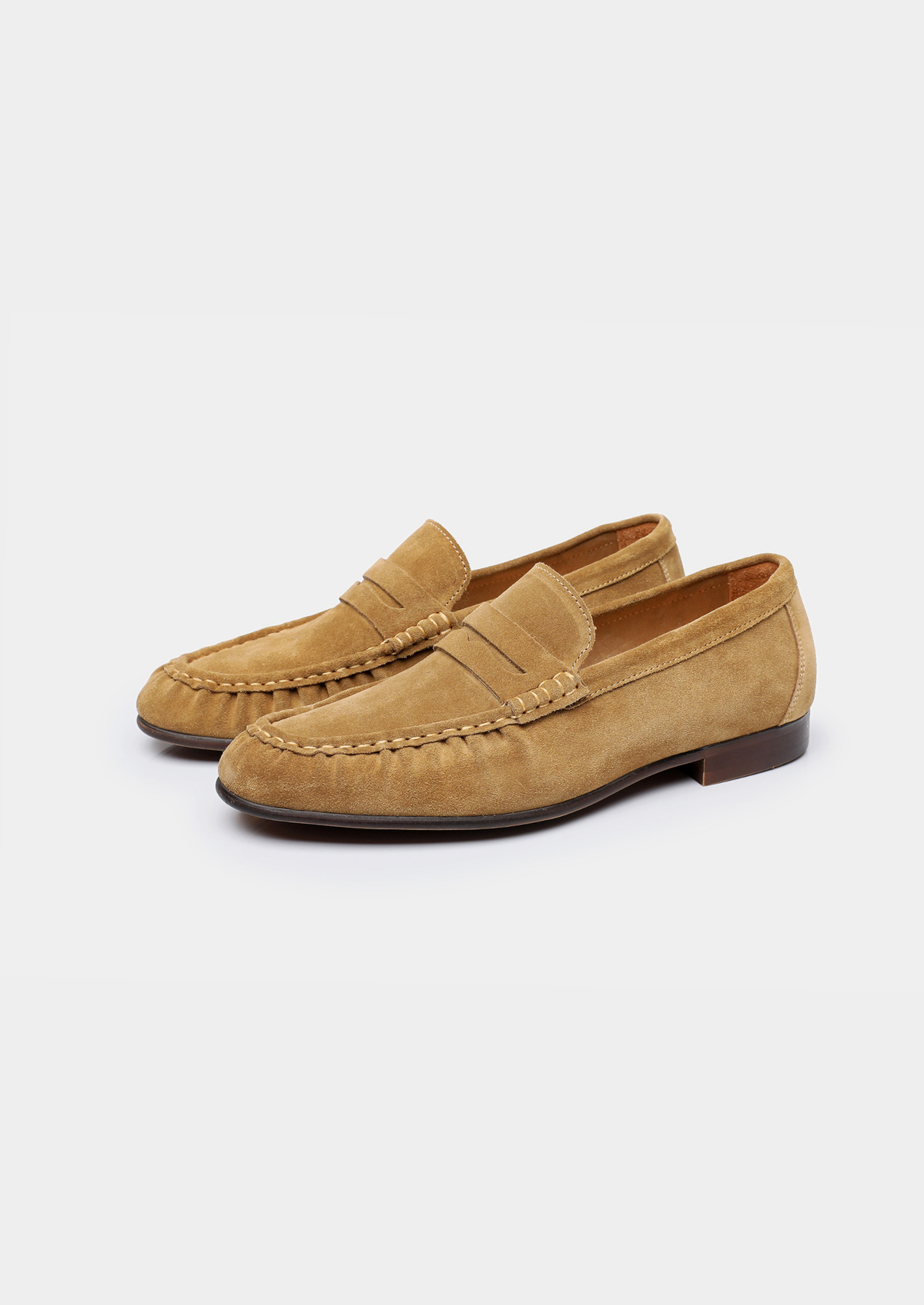 Caramel Classic Penny Suede Loafers | Portovelli