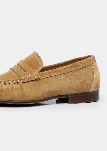 Caramel Classic Penny Suede Loafers | Portovelli