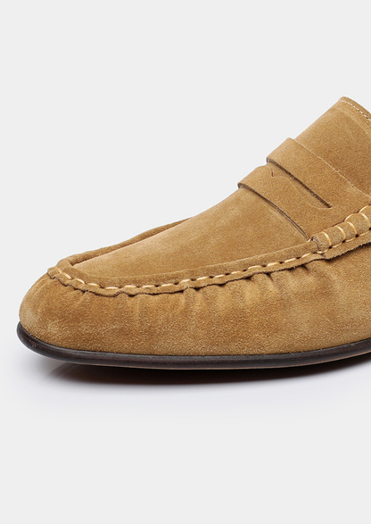 Caramel Classic Penny Suede Loafers | Portovelli