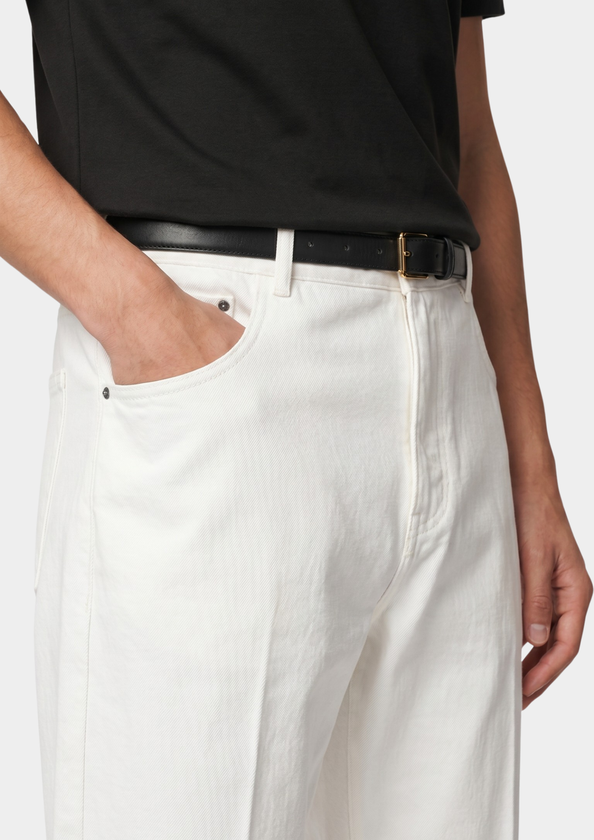 Essential White Straight Leg Denim Trousers | Portovelli