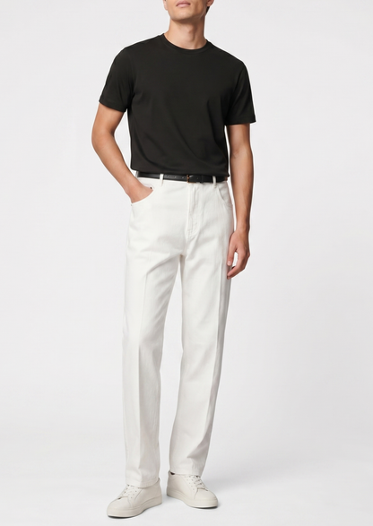 Essential White Straight Leg Denim Trousers | Portovelli