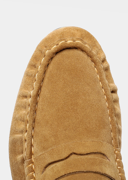 Caramel Classic Penny Suede Loafers | Portovelli