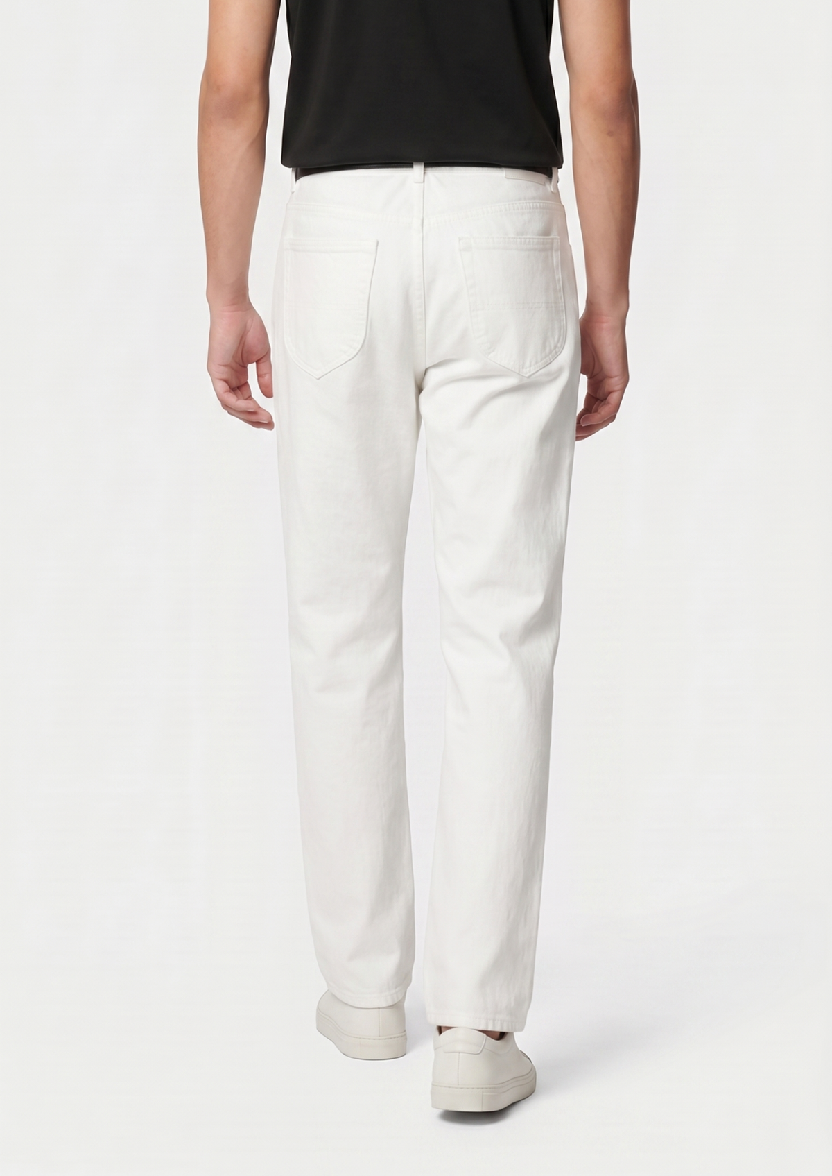 Essential White Straight Leg Denim Trousers | Portovelli