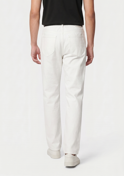 Essential White Straight Leg Denim Trousers | Portovelli