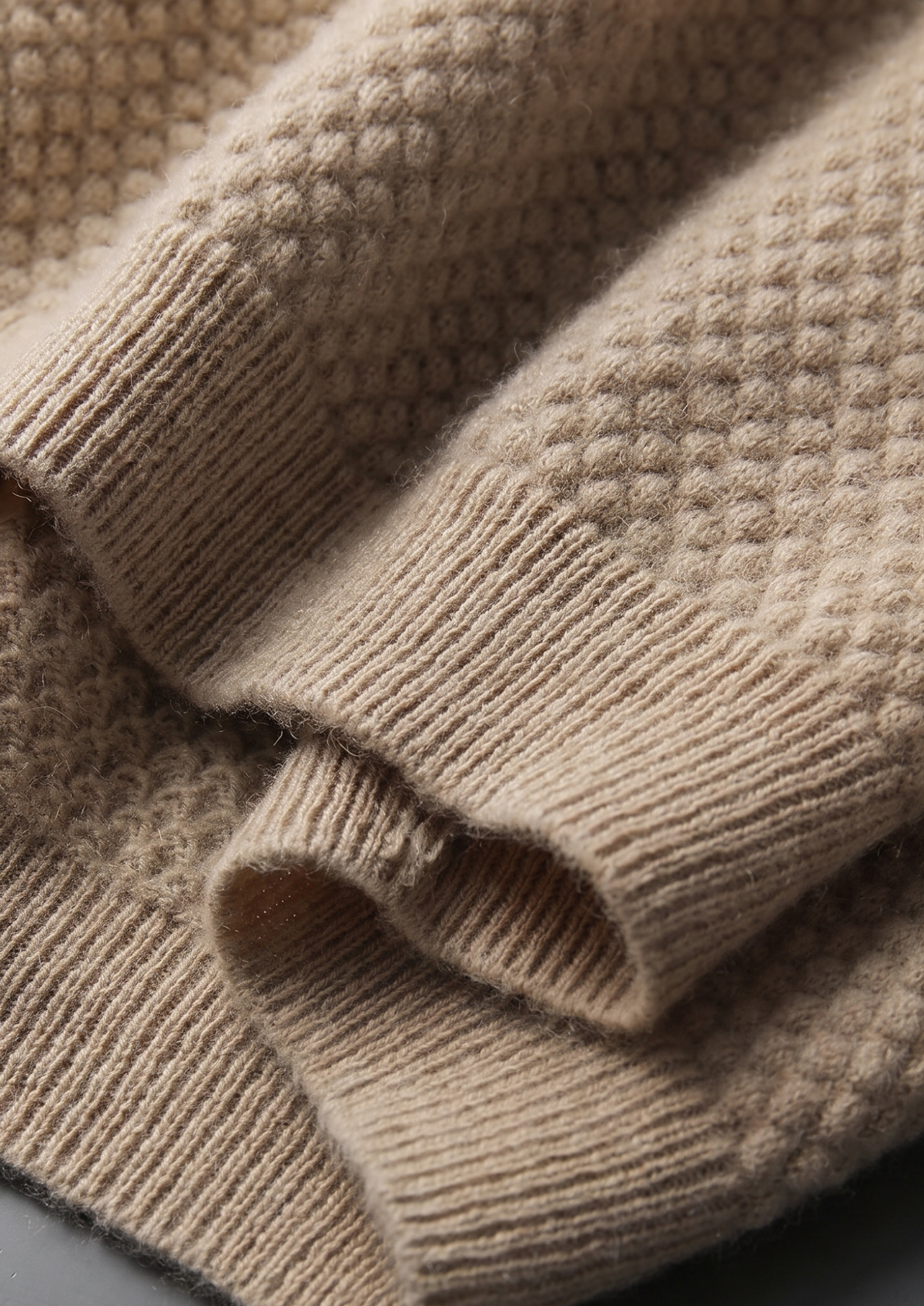 Premium Cashmere Beige Two-Tone Polo | Portovelli