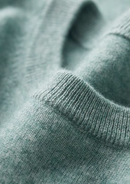 Premium Cashmere Classic Crewneck T-Shirt - Verdant Slate | Portovelli