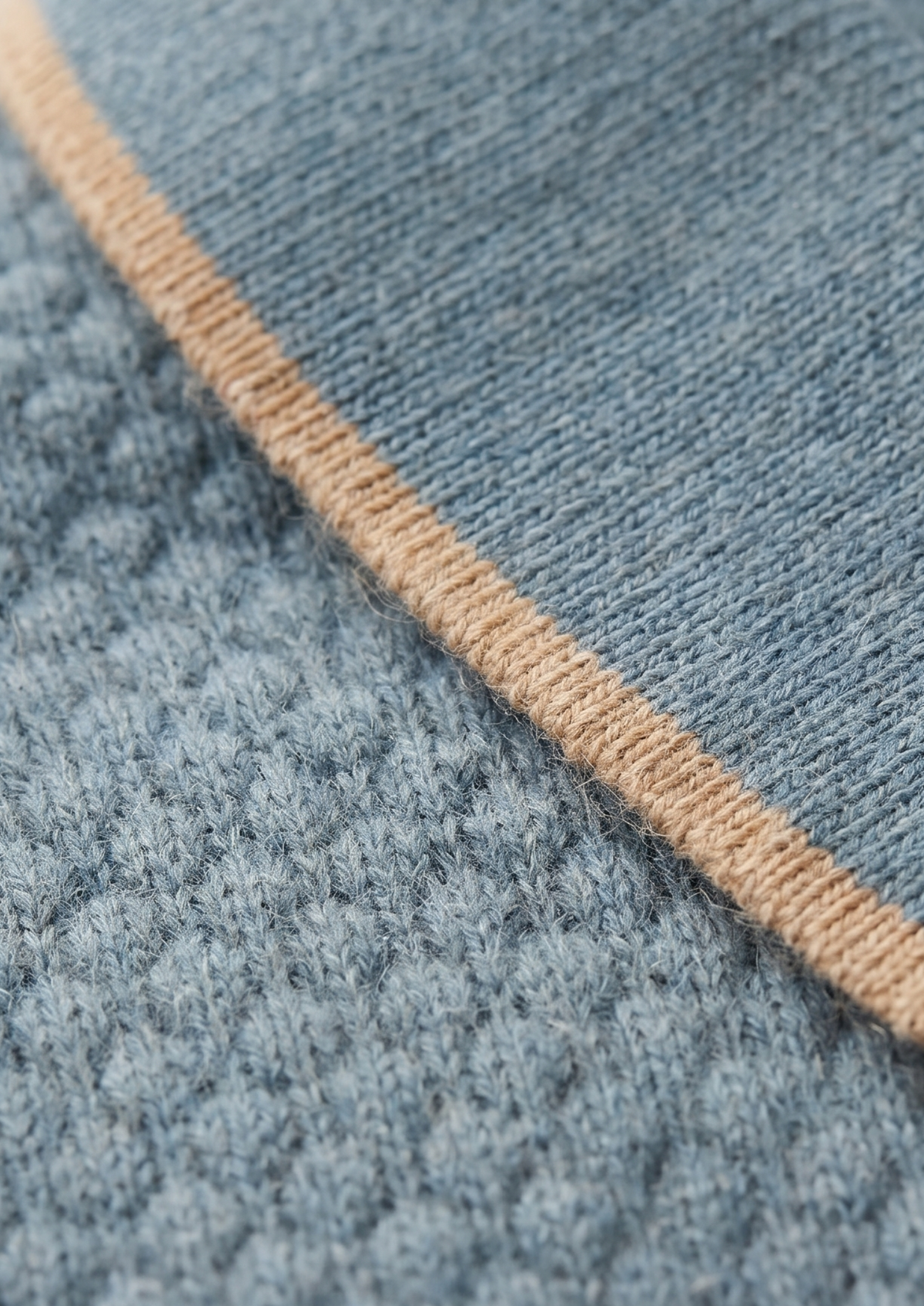 Premium Cashmere Sea Blue Two-Tone Polo | Portovelli