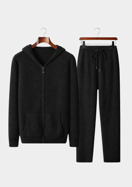 Pure Extra-Fine Merino Wool Black Arvo Set | Portovelli