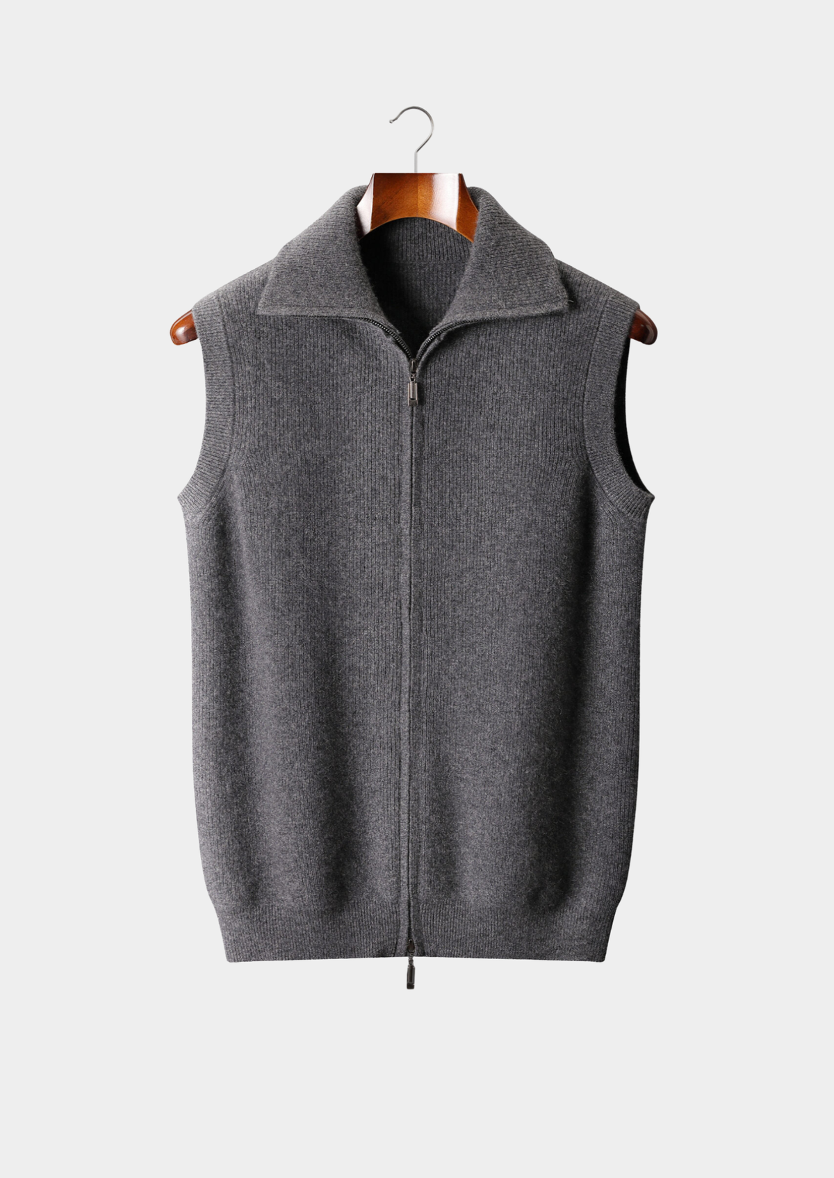 Pure Cashmere Dark Gray Body Warmer Vest | Portovelli