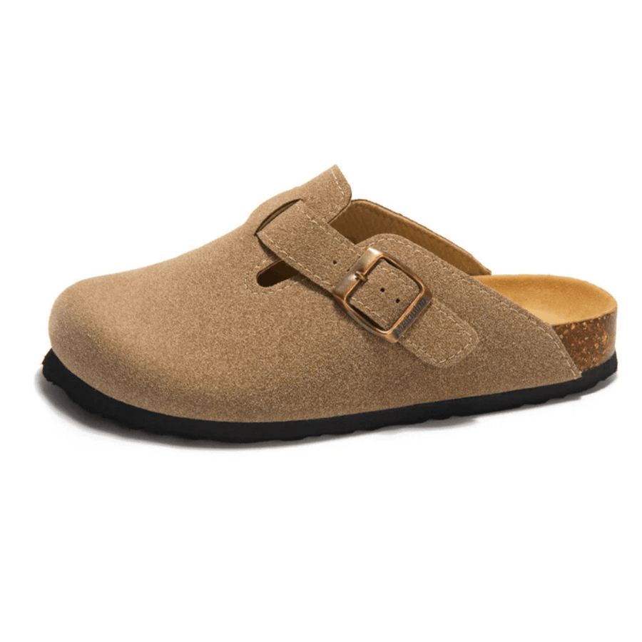 Portovelli Suede Boston Clogs - Sand