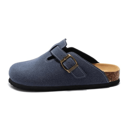 Portovelli Suede Boston Clogs - Blue