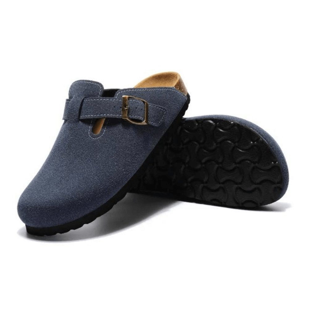 Portovelli Suede Boston Clogs - Blue