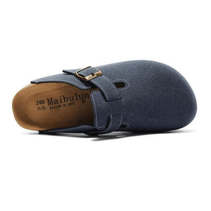 Portovelli Suede Boston Clogs - Blue