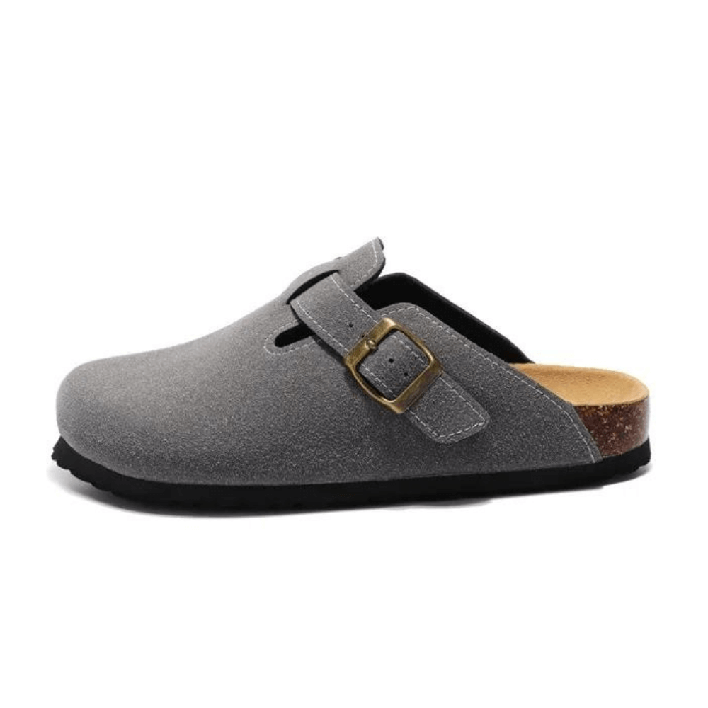 Portovelli Suede Boston Clogs - Dark Grey