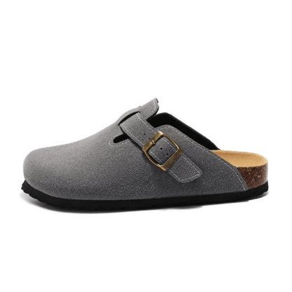 Portovelli Suede Boston Clogs - Dark Grey