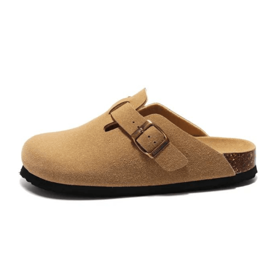 Portovelli Suede Boston Clogs - Light Brown