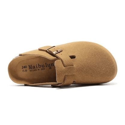 Portovelli Suede Boston Clogs - Light Brown