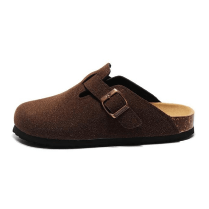 Portovelli Suede Boston Clogs - Dark Brown