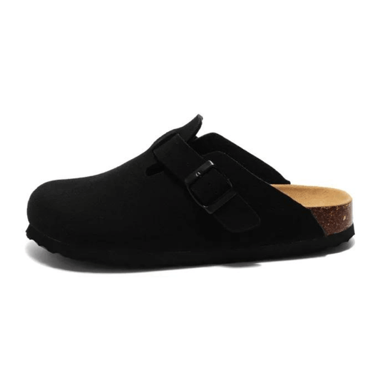 Portovelli Suede Boston Clogs - Black