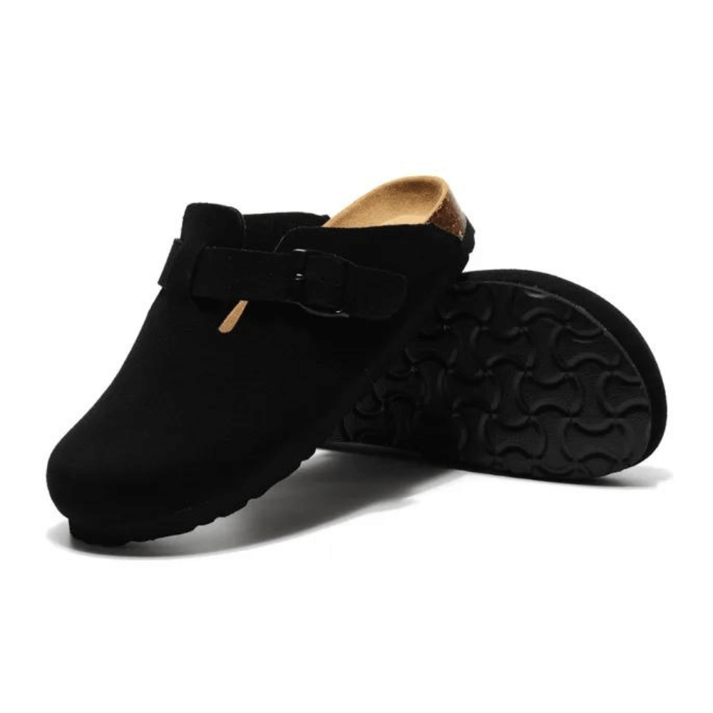 Portovelli Suede Boston Clogs - Black