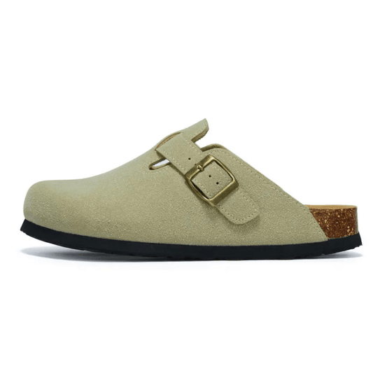 Portovelli Suede Boston Clogs - Matcha Green