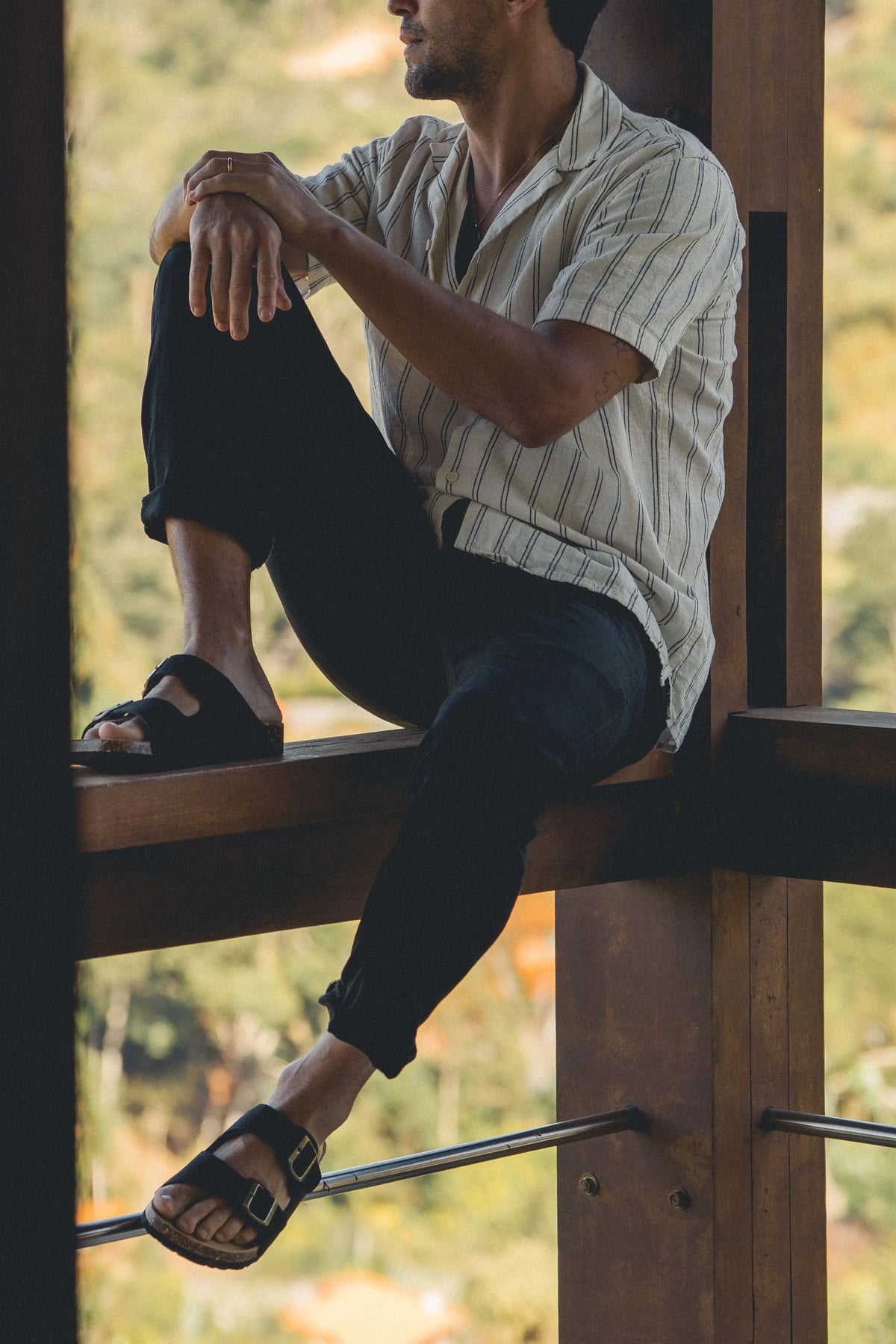 Maibulun Suede Arizona Sandals - Black | Portovelli