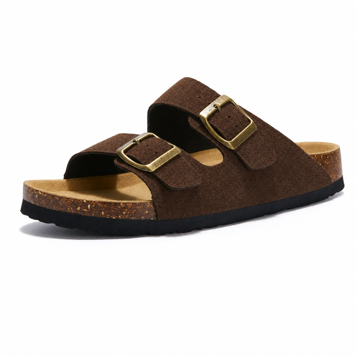 Maibulun Suede Arizona Sandals - Dark Brown | Portovelli