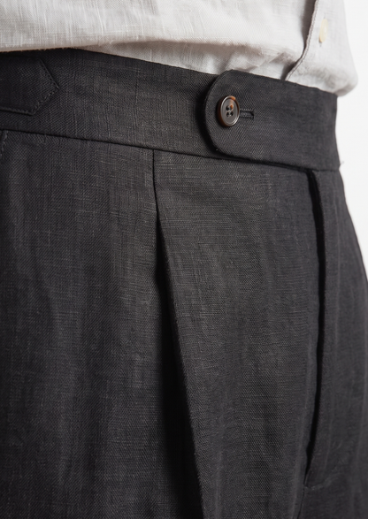 Tuscany Pleated Coastal Trousers - Black | Portovelli