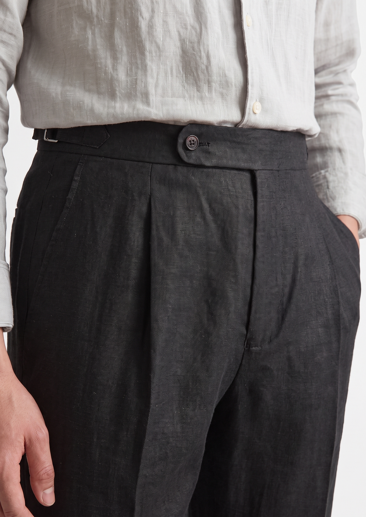 Tuscany Pleated Coastal Trousers - Black | Portovelli