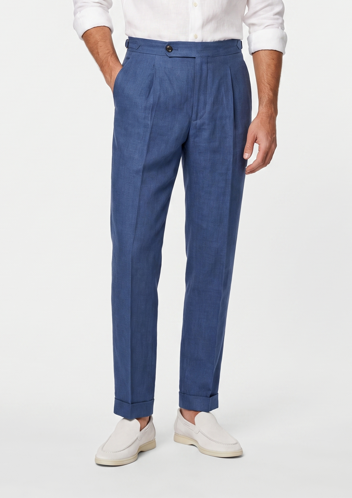 Tuscany Pleated Coastal Trousers - Blue | Portovelli