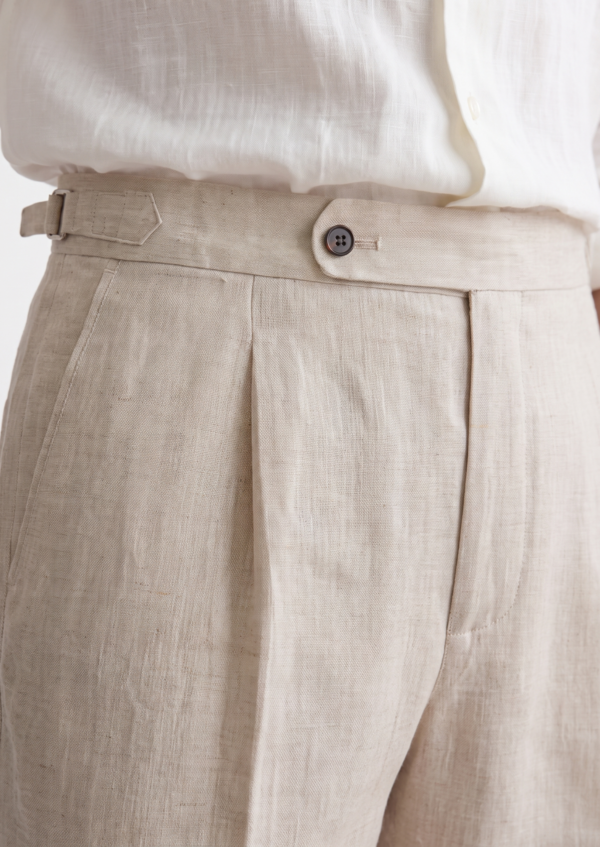 Tuscany Pleated Coastal Trousers - Ivory | Portovelli