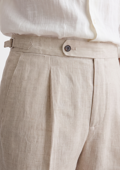 Tuscany Pleated Coastal Trousers - Ivory | Portovelli