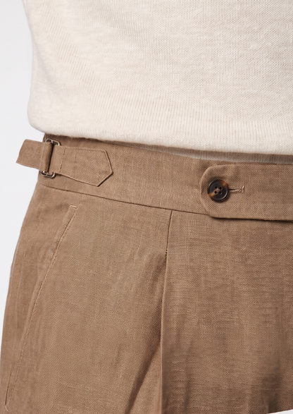 Tuscany Pleated Coastal Trousers - Caramel | Portovelli