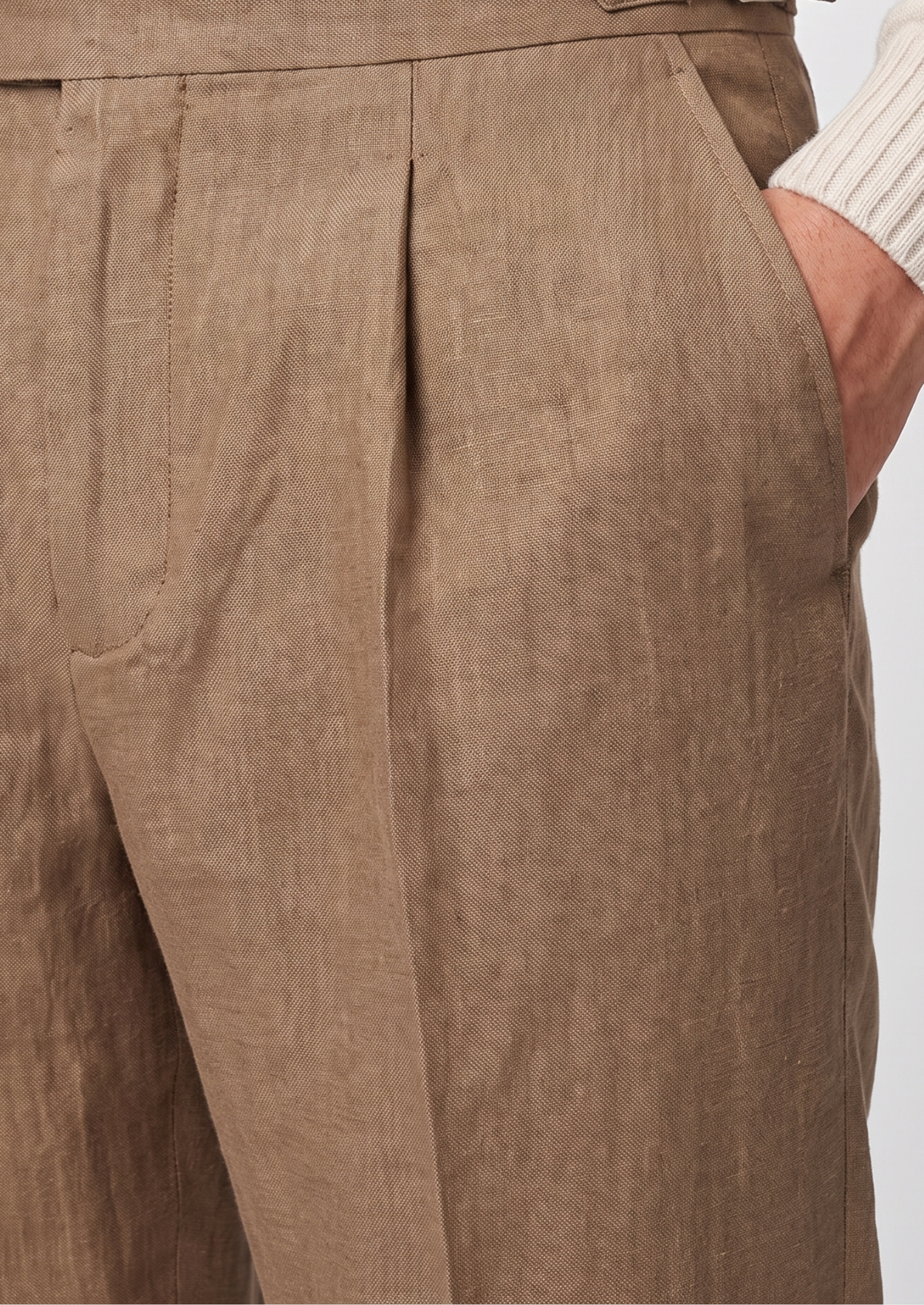 Tuscany Pleated Coastal Trousers - Caramel | Portovelli
