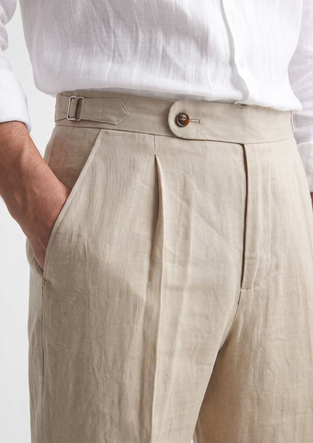 Tuscany Pleated Coastal Trousers - Sand | Portovelli