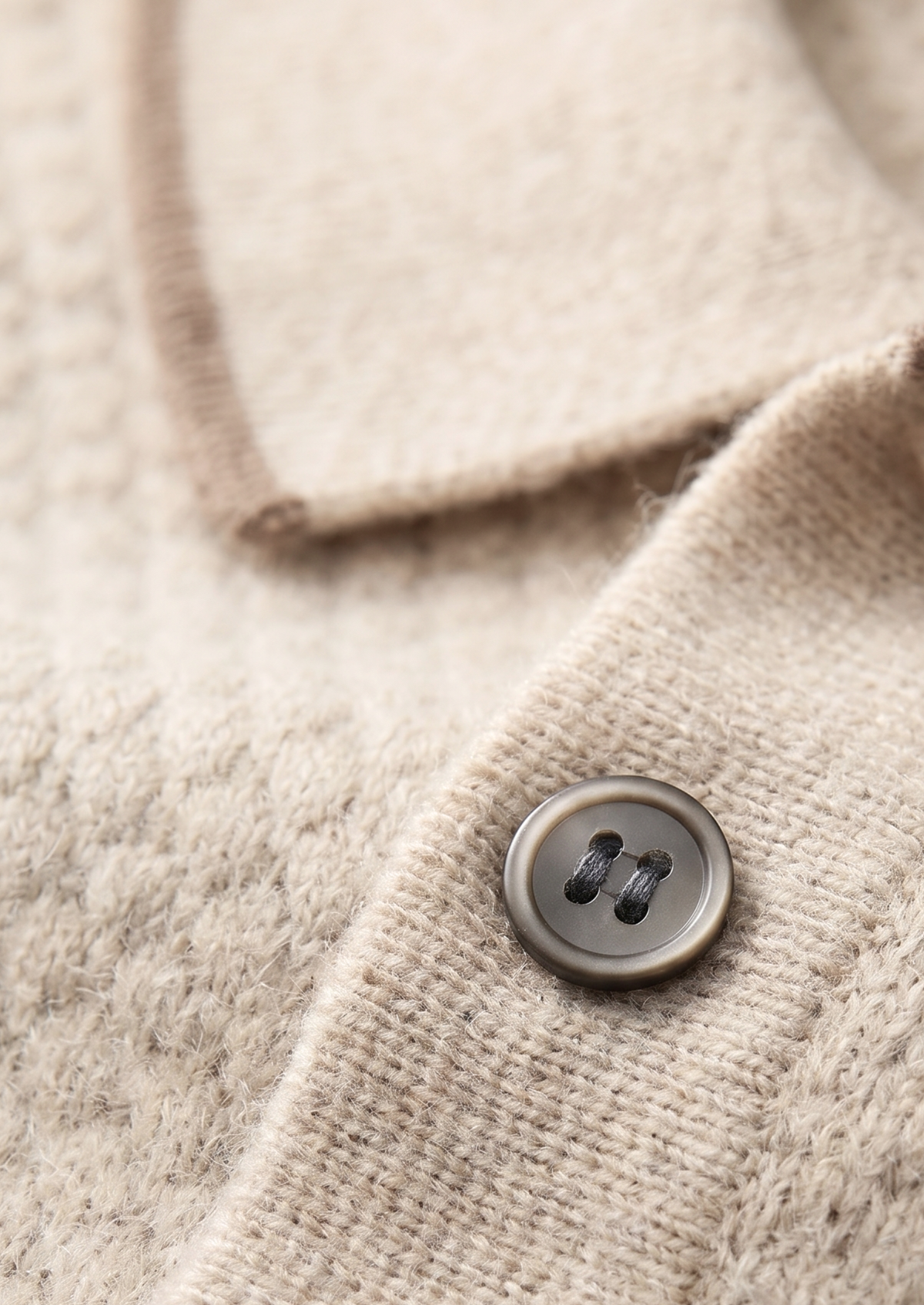 Premium Cashmere Ivory Two-Tone Polo | Portovelli